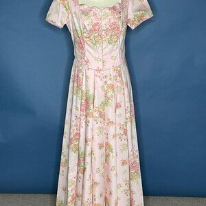 Vintage Laura Ashley women's multi floral petal l summer tea dress